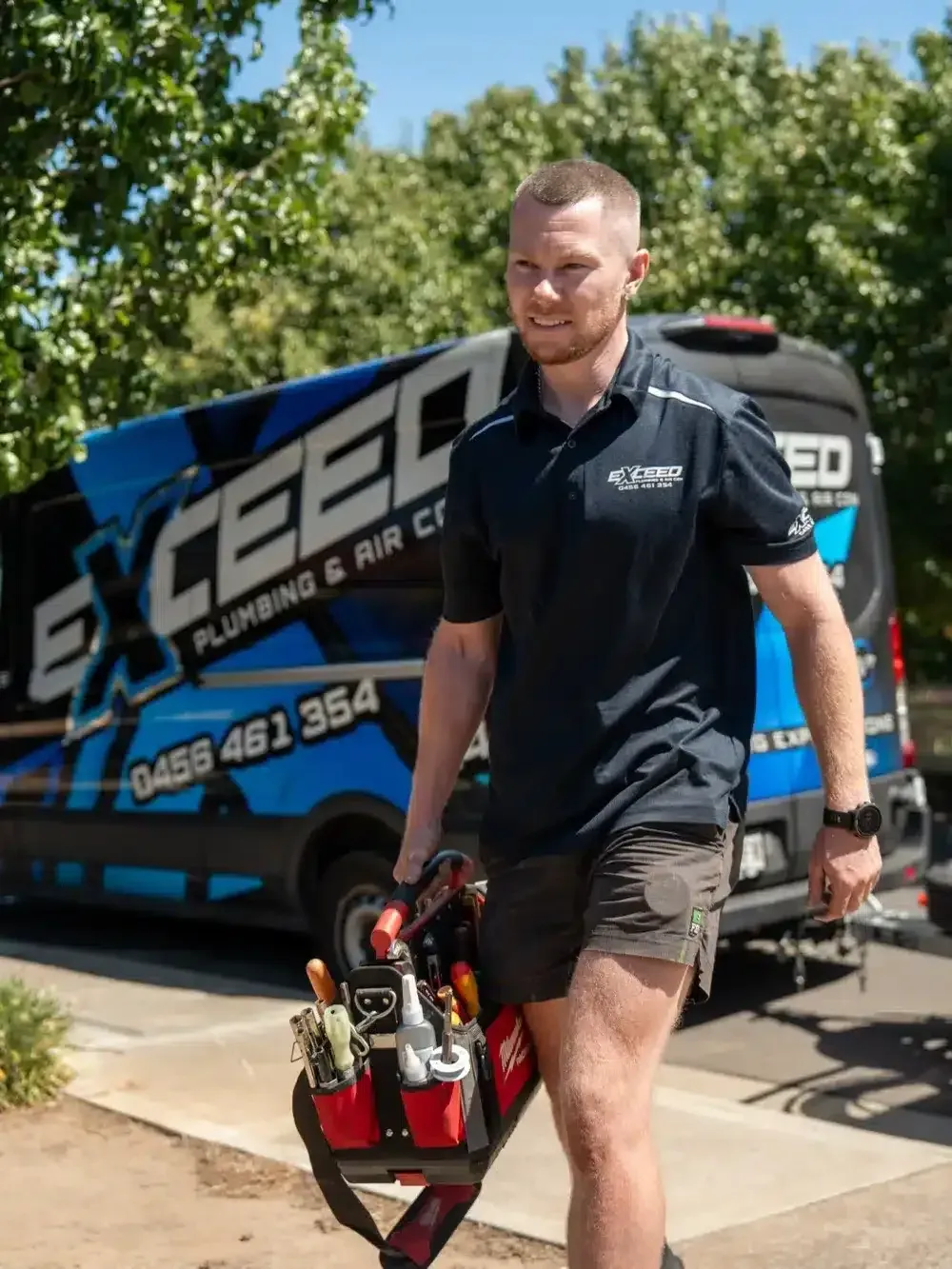 Local plumber arriving at a Blakeview home